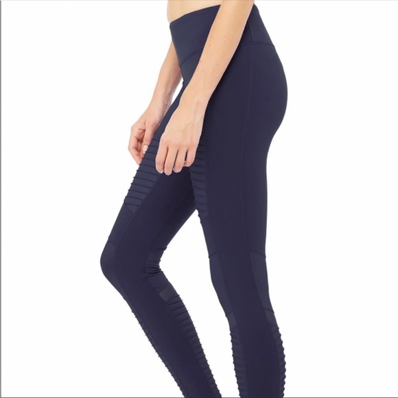 NWT ALO Moto Leggings Rich Navy / Rich Navy Glossy - Picture 6 of 10